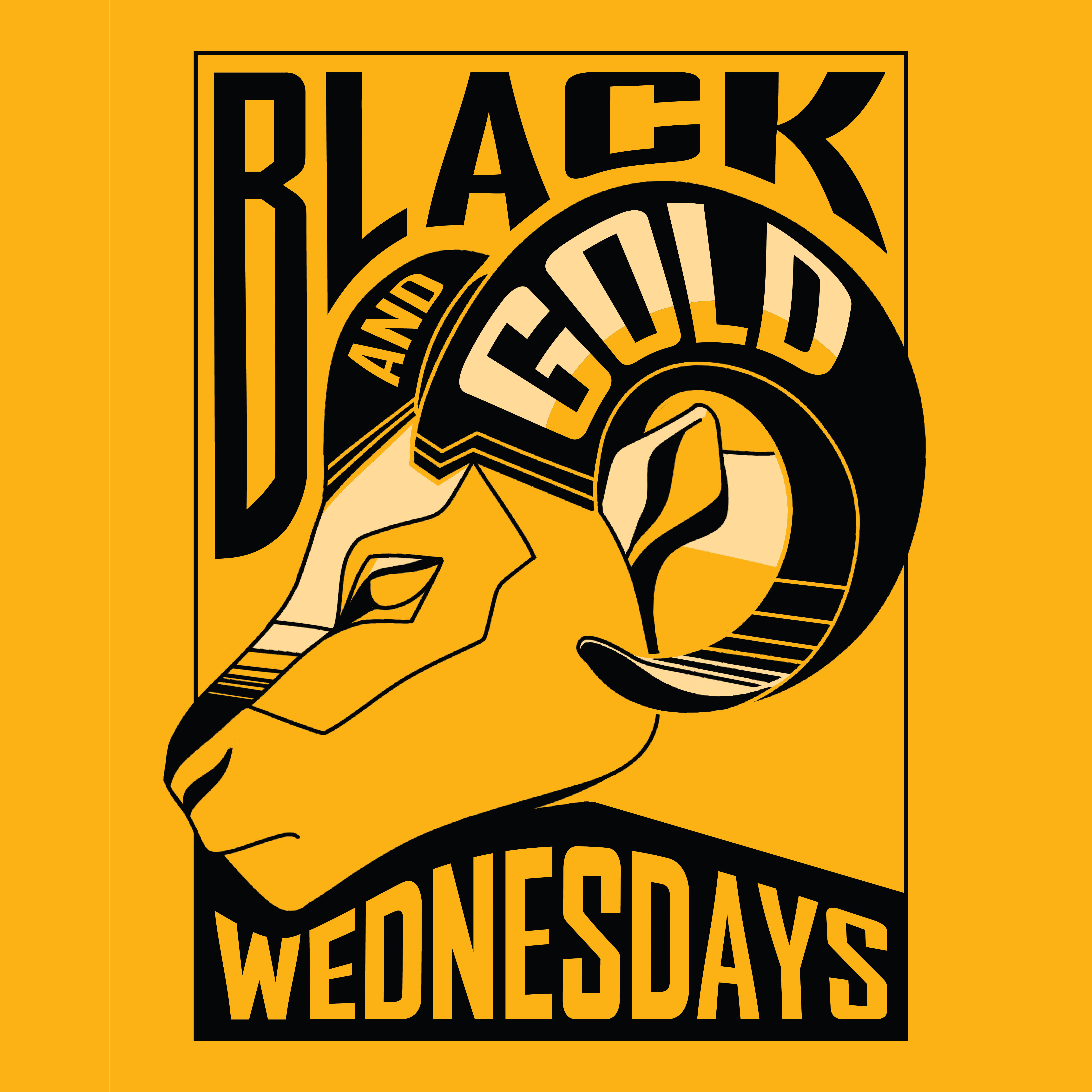 image of ram in black on gold background